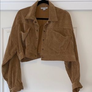 Tan Cropped Corduroy Jacket